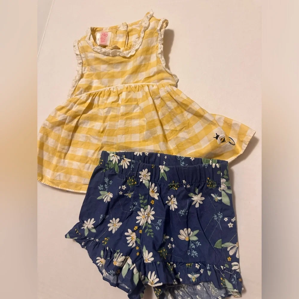 Ricrac & Ruffles Yellow Gigham Bumble Bee Set